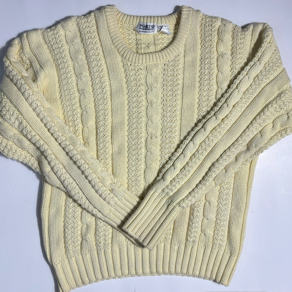 cable knit vintage sweat butter yellow